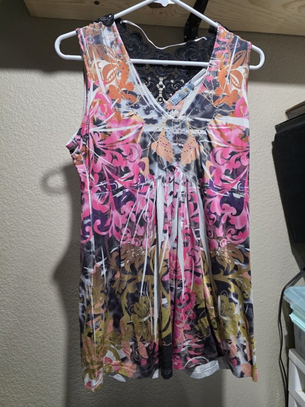 Unity World Wear Y2K Floral Blouse Shirt Sleeveless Women's Small Flowy